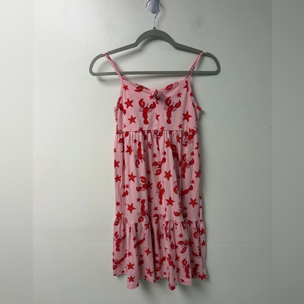 J Crew CrewCuts Pink Brilliant Sun Lobster Starfish Tiered Dress Girls Size 12 - Picture 2 of 4